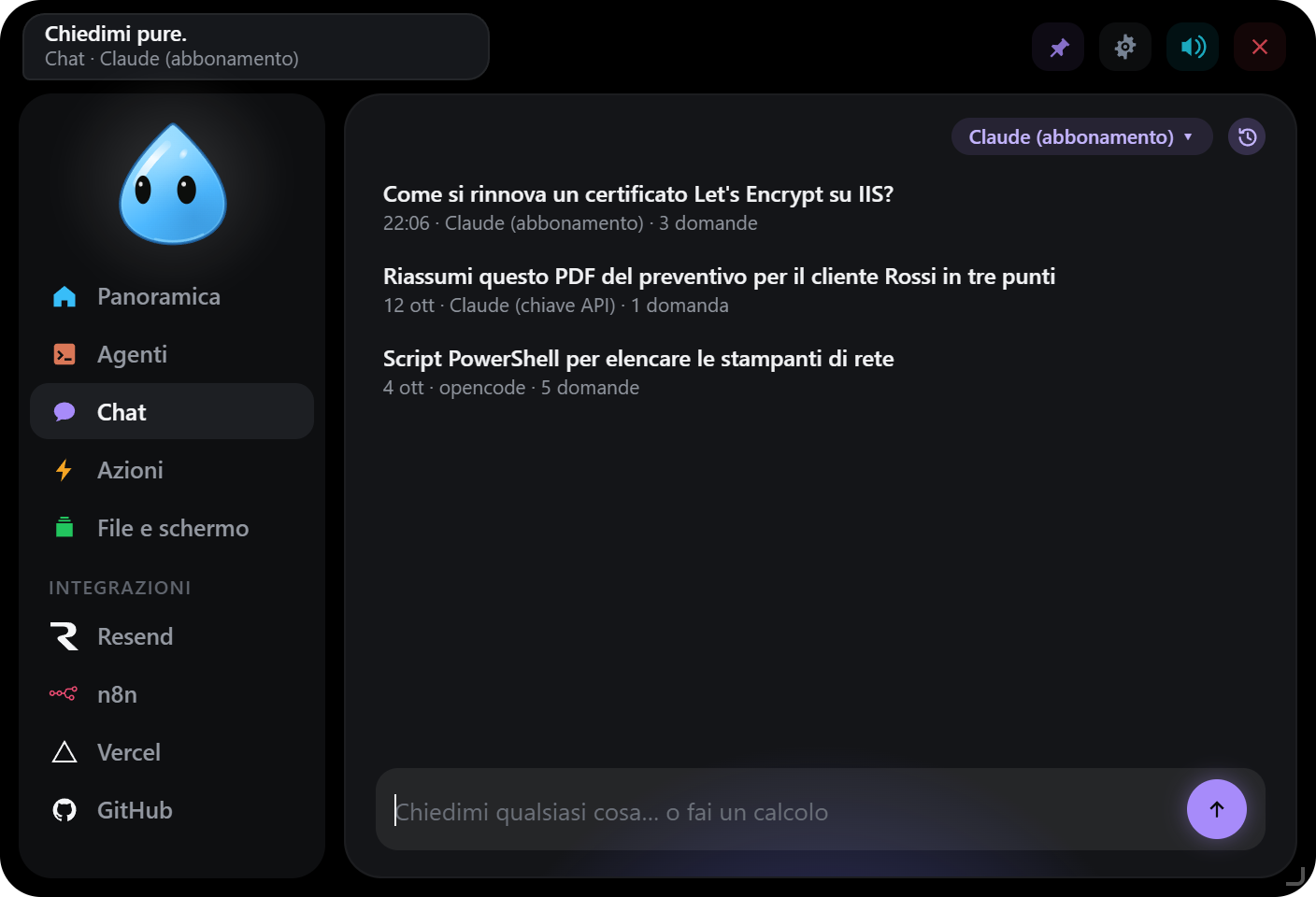 Cronologia delle conversazioni da riaprire
